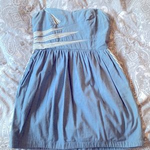 Hype chambray strapless fit and flare dress